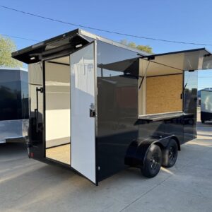 2026 7x16 Flat Nose Enclosed Cargo Trailer | Vending Window + Blackout Package